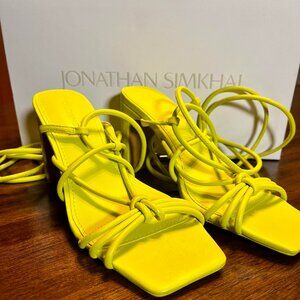 Brand New Jonathan Simkai Heeled Megan Ankle Wrap Sandals in Lime Green Size 5
